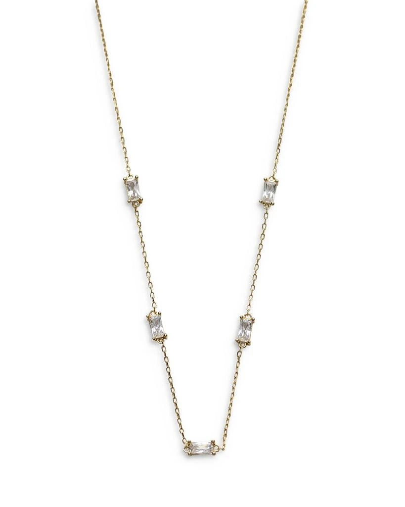 Argento Vivo 18K Gold Plated Cubic Zirconia Baguette Chain Necklace, 16" 1