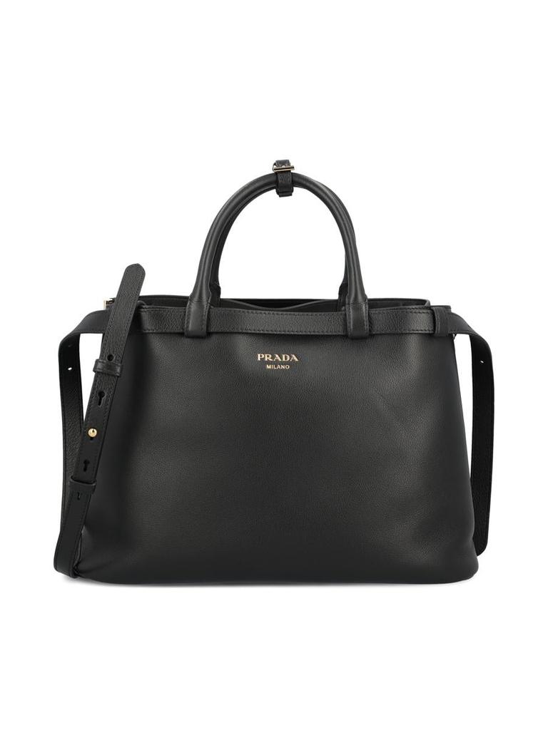 Prada Buckle Small Leather Handbag with Double Belt