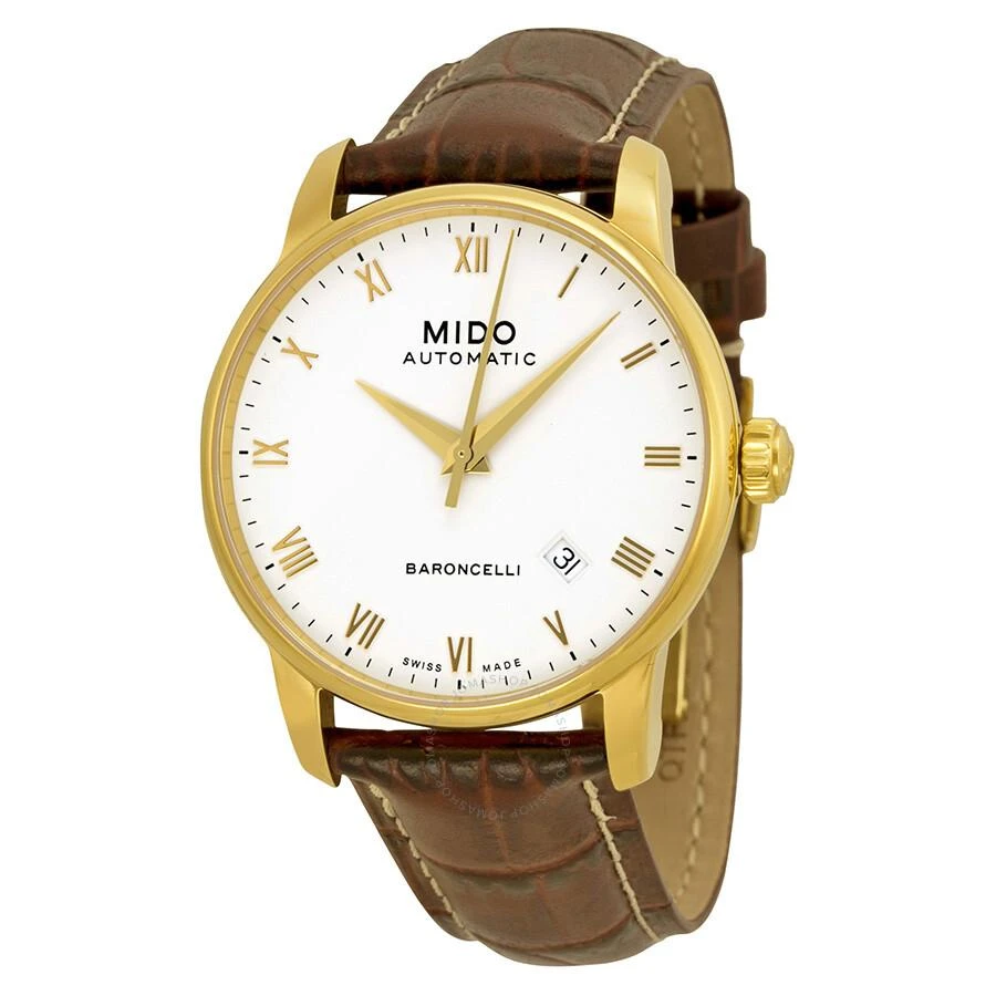 MIDO Baroncelli Automatic White Dial Brown Leather Men's Watch M86003268 1