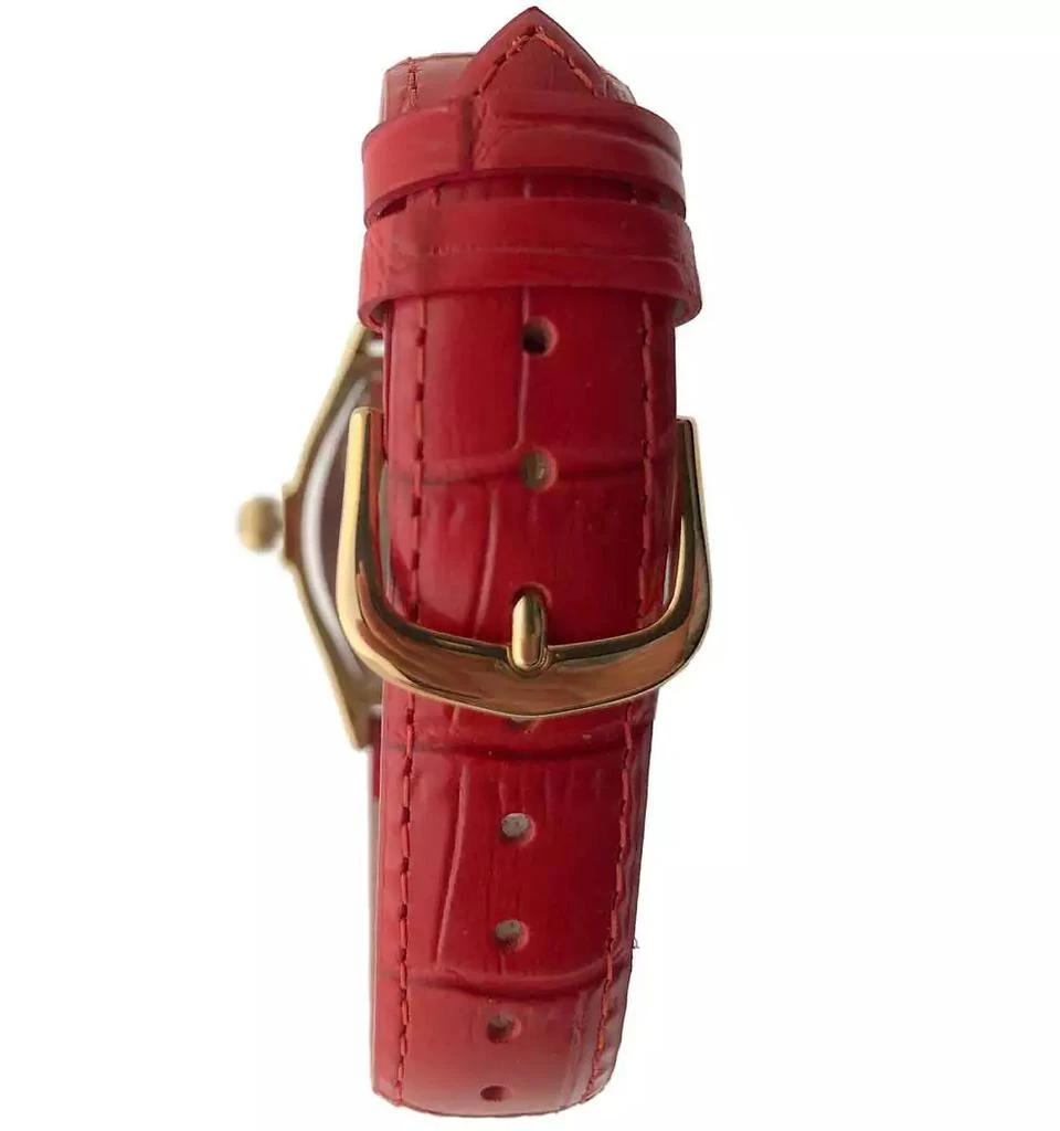 Peugeot Women's 36mm Red Watch Barrel Shaped Tank Case Leather Strap 2
