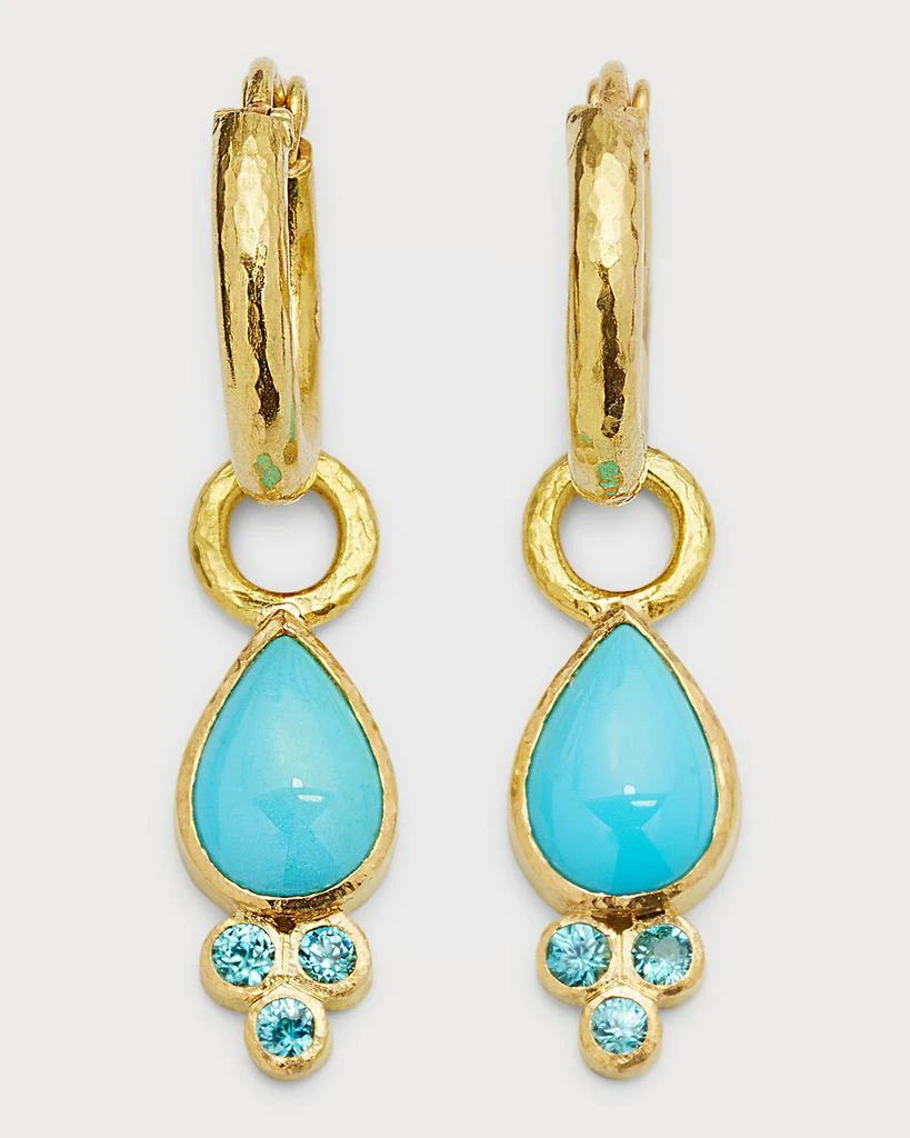 Elizabeth Locke 19K Pear-Shaped Turquoise Earring Pendants, 17x8mm 4