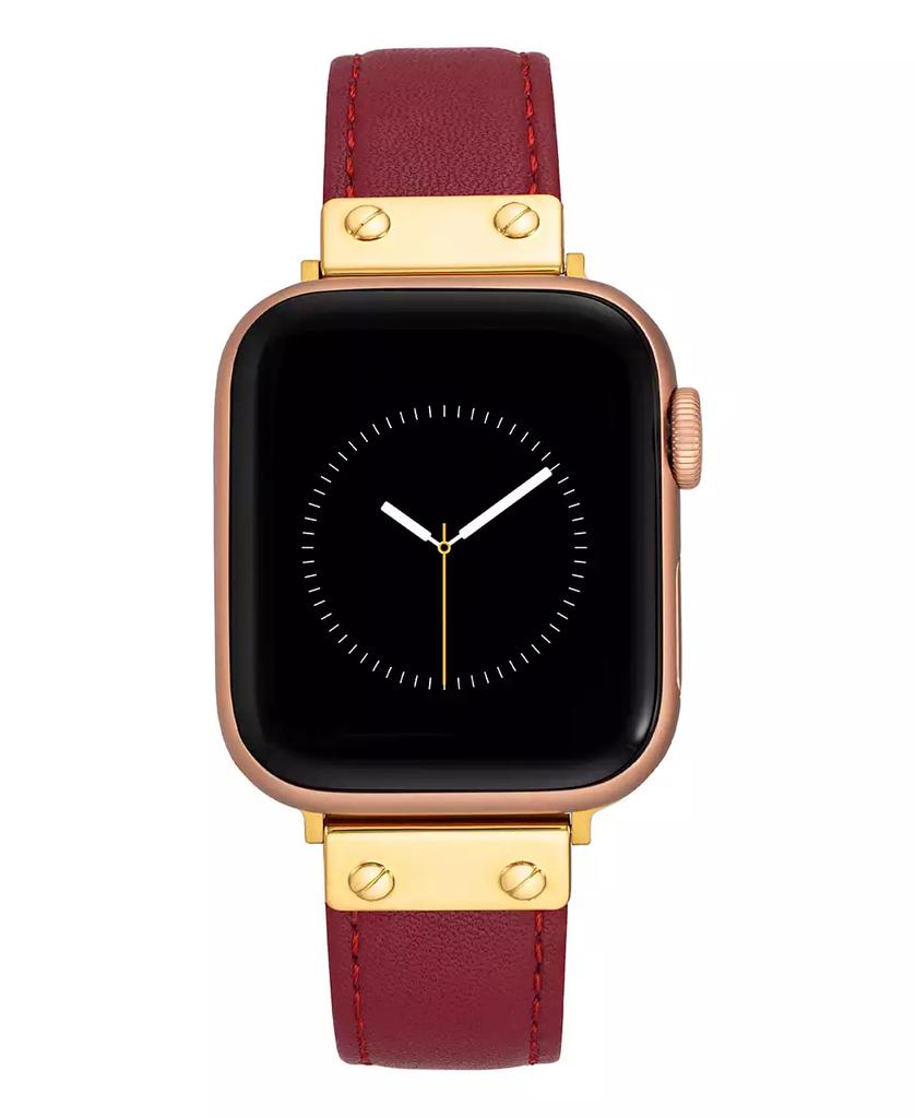 Anne Klein Women's Red Genuine Leather Band designed for Apple Watch® 42mm (Series 10) & 38/40/41mm