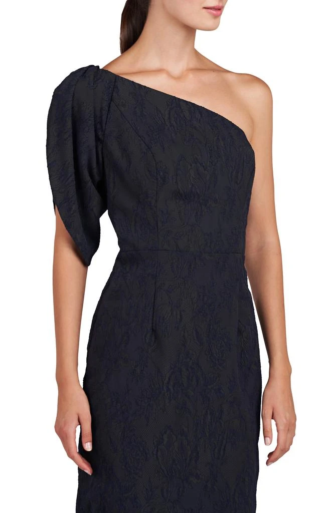 Kay Unger Electra One-Shoulder Jacquard Cocktail Dress 4