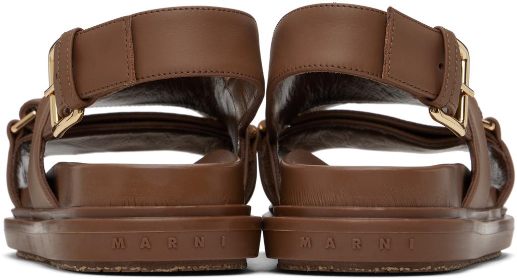 Marni Brown Leather Fussbett Sandals