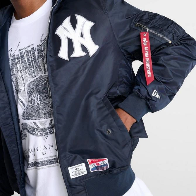 New Era Men's New Era x Alpha Industries New York Yankees MLB Hooded Bomber Jacket 6