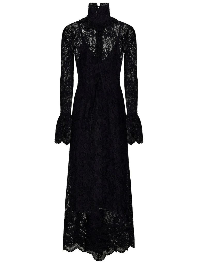 chinese dress ladies Black long dress in lace and jersey – Rabanne