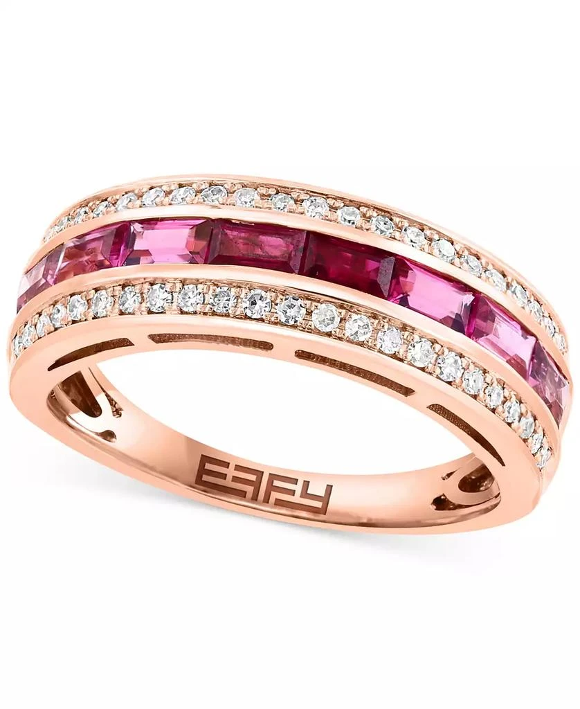 Effy EFFY® Ruby (1/5 ct. t.w.), Pink Tourmaline (3/8 ct. t.w.)  & Diamond (1/5 ct. t.w.) Ring in 14k Rose Gold 1
