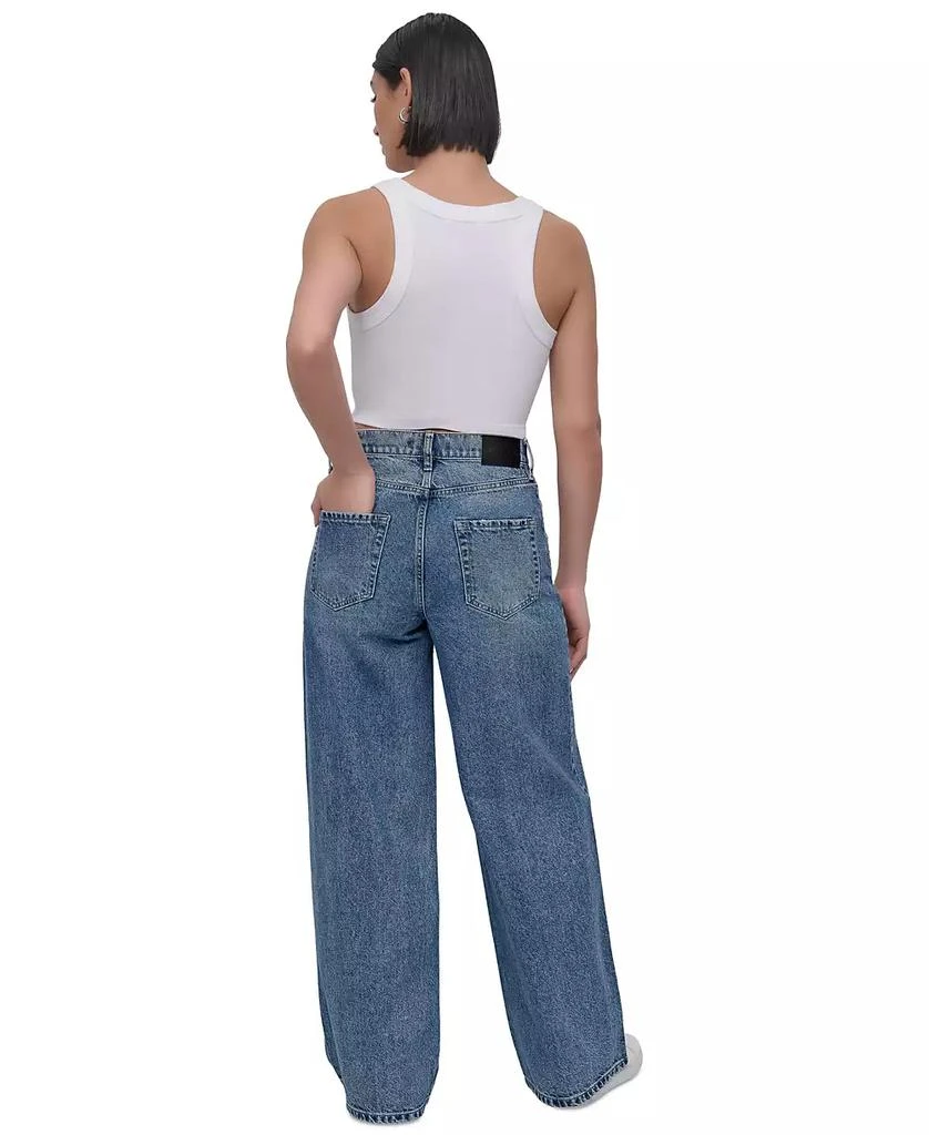 DKNY Women's Rhinestone High-Rise Wide-Leg Jeans 7