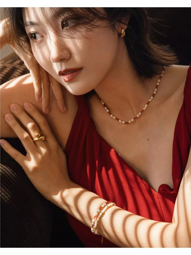 Missoma Savi 18K-Gold-Plated, Garnet & Freshwater Pearl Beaded Necklace 4
