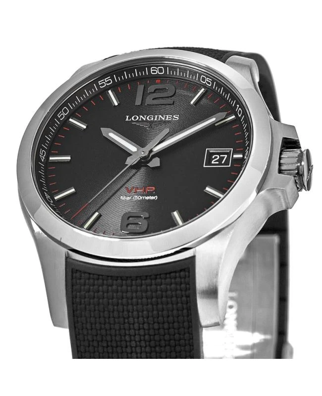 Longines Longines Conquest V.H.P. 41mm Black Dial Black Rubber Strap Men's Watch L3.716.4.56.9 2