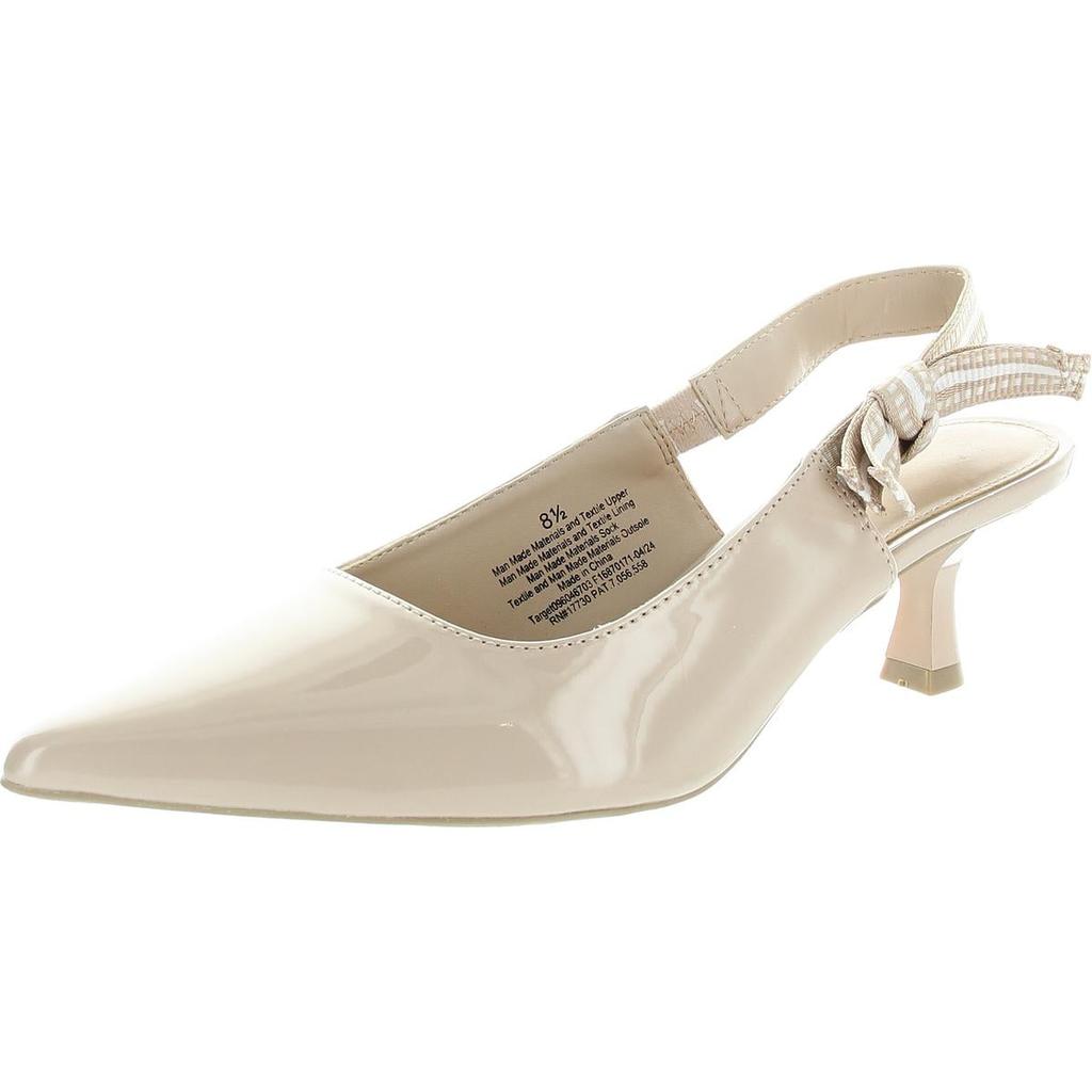 A New Day Womens Striped Faux Leather Slingback Heels