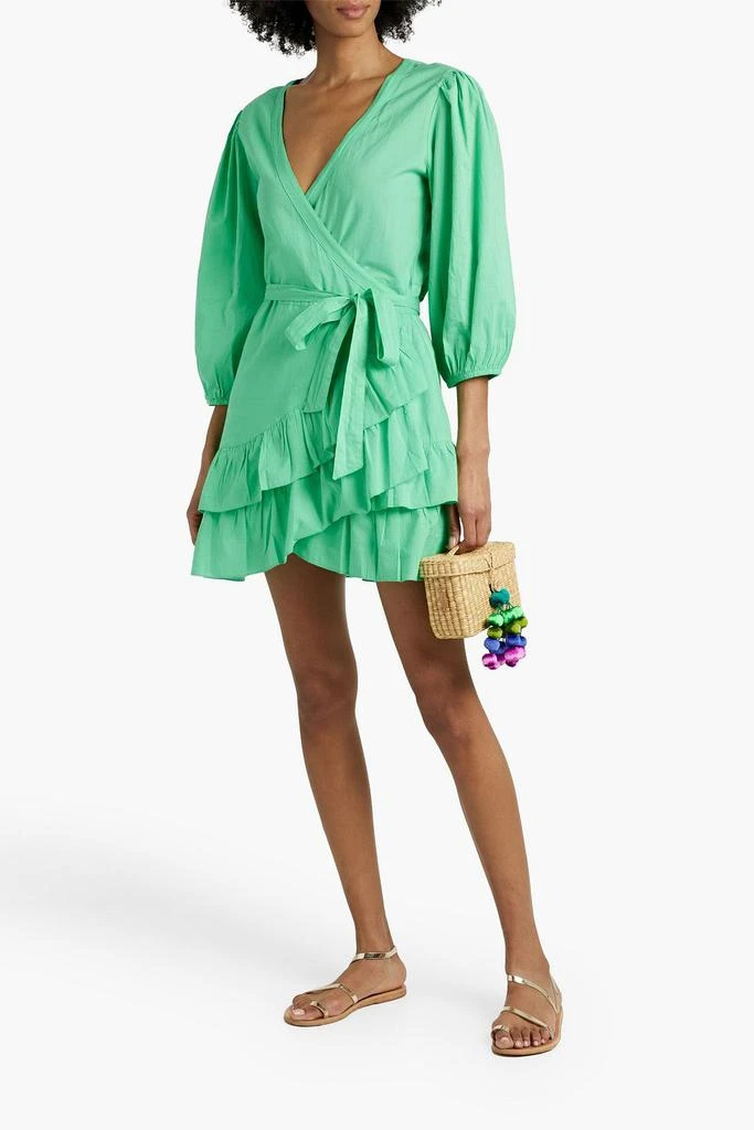MELISSA ODABASH Tabitha ruffled cotton mini wrap dress 2