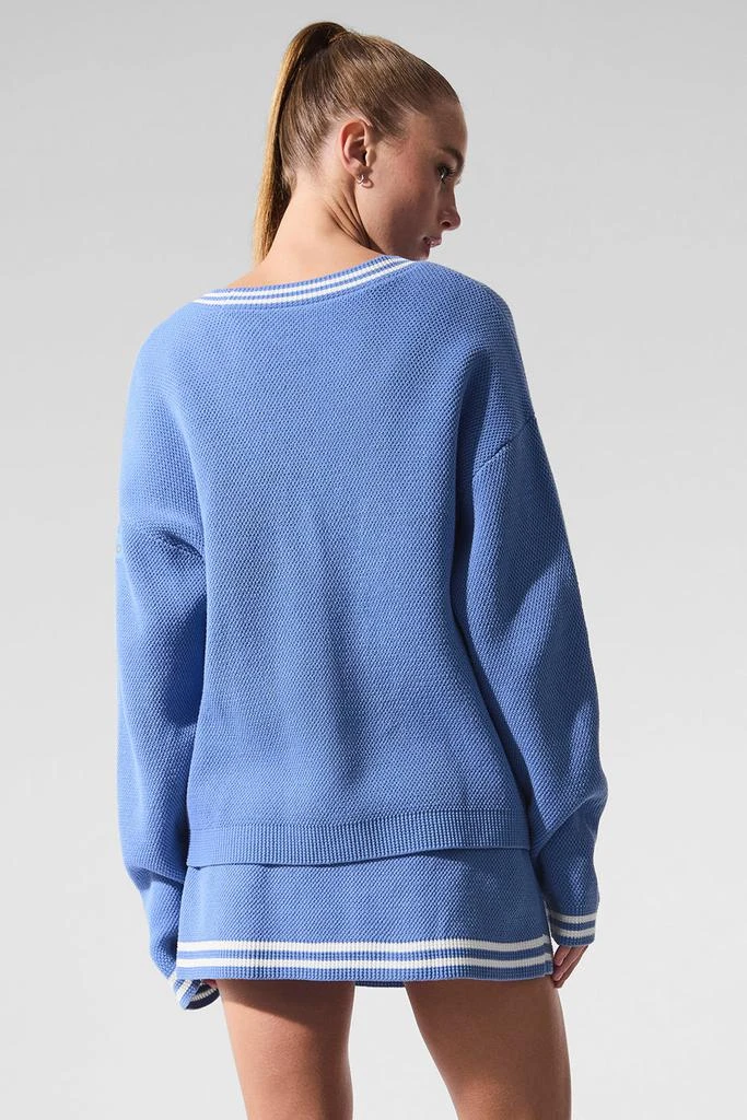 Alo Tennis Club Sweater Knit Cardigan - Crystal Clear Blue/White 3