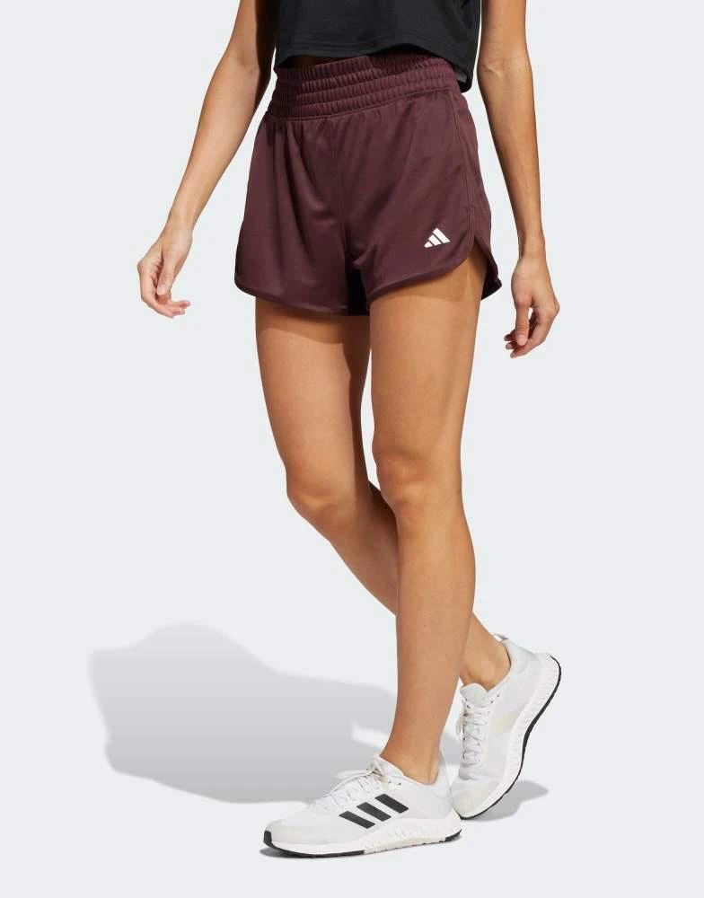 Adidas adidas Training pacer essentials knit high-rise shorts in red 1