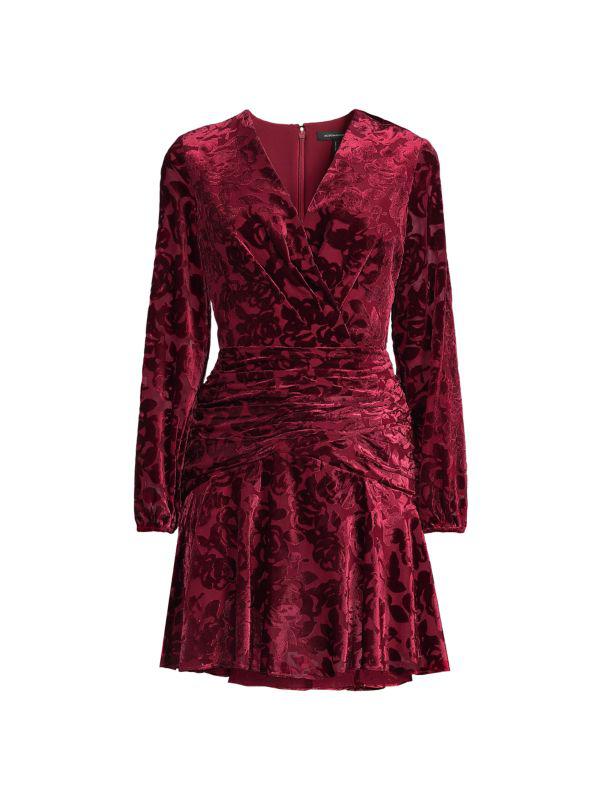 Bcbg floral velvet burnout wrap dress hotsell