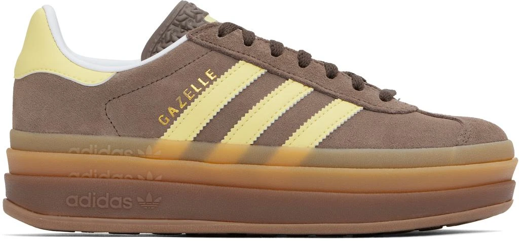 Adidas Brown & Yellow Gazelle Bold Sneakers 1