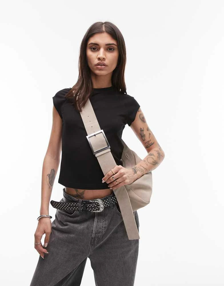 Topshop Topshop Charlie real leather crossbody bag in camel 3