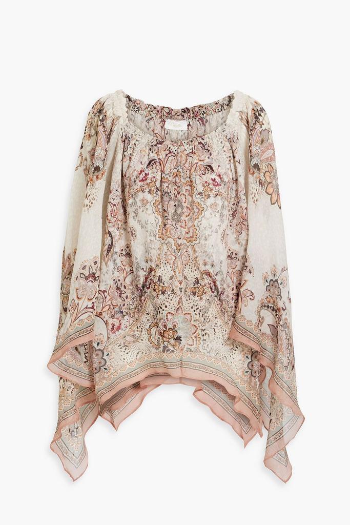 Camilla Crystal-embellished printed silk-georgette top