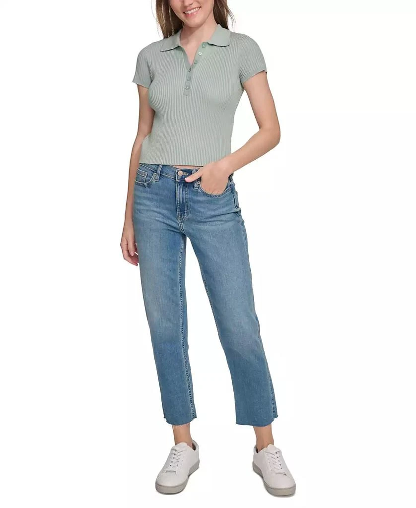 Calvin Klein Women's Ribbed Short-Sleeve Polo Shirt 5