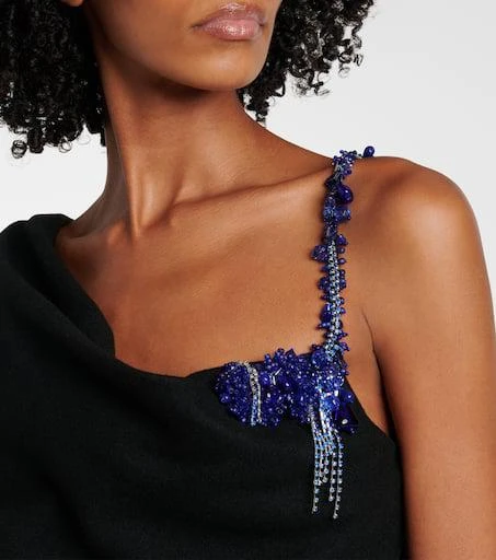 Dries Van Noten Embellished draped wool top 4