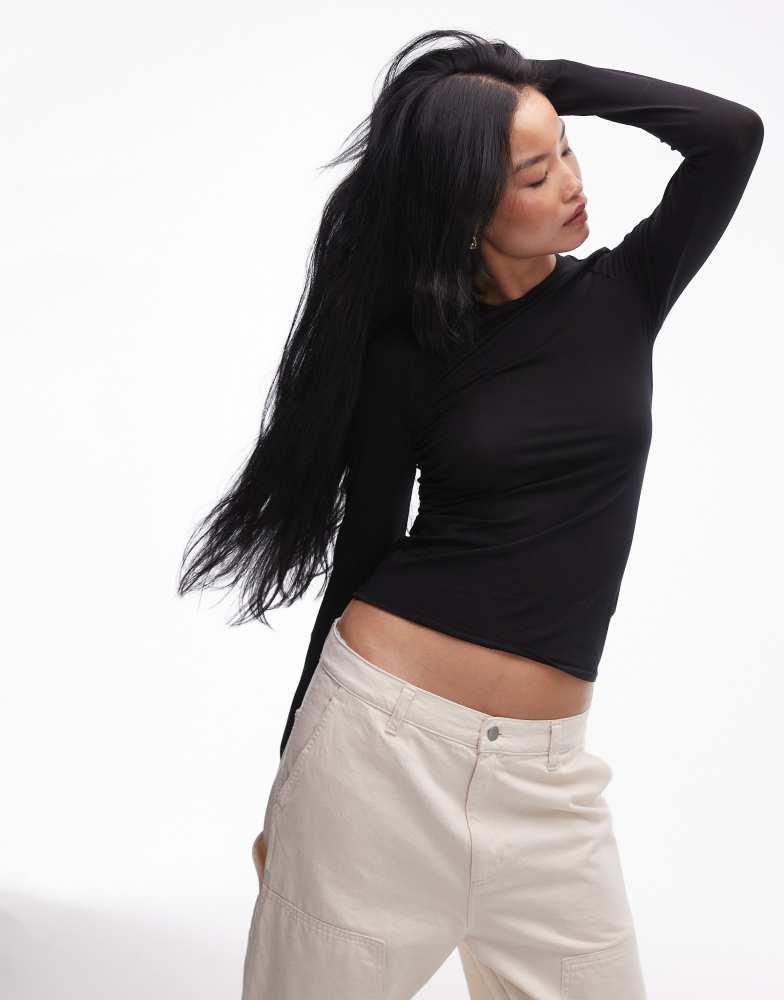 ARKET ARKET supersoft slim fit long sleeve top in black
