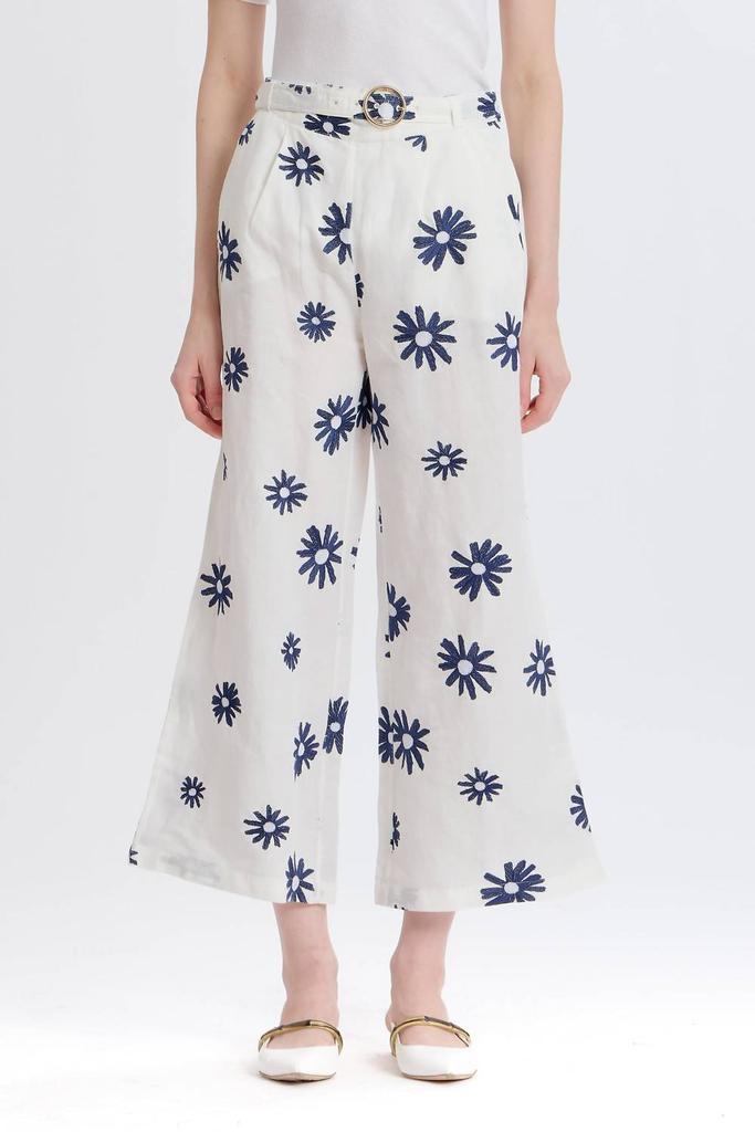 Something Navy Something Navy - Embroidered Wide Leg Pants
