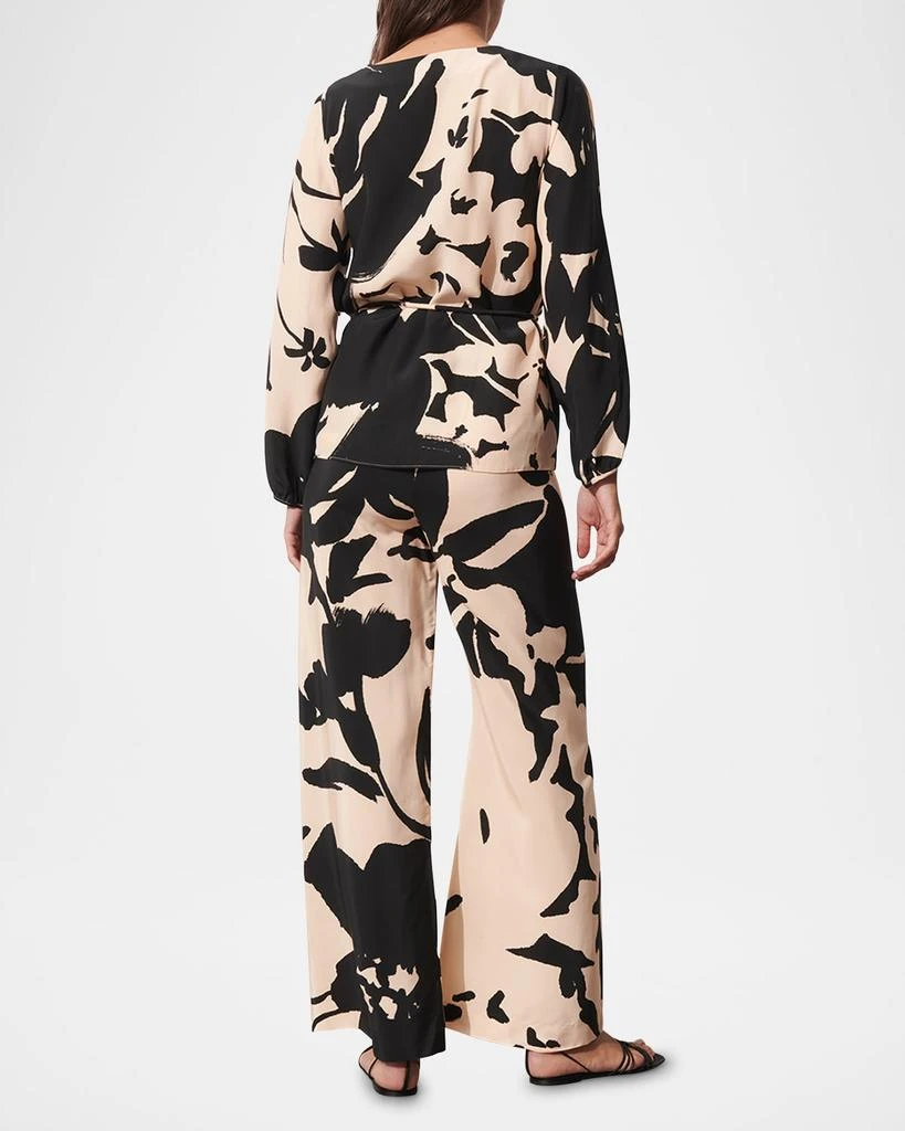 FIGUE Devon Floral-Print Silk Straight-Leg Pull-On Pants 2
