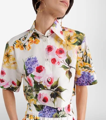 Dolce 
Gabbana Floral cropped cotton poplin shirt 4