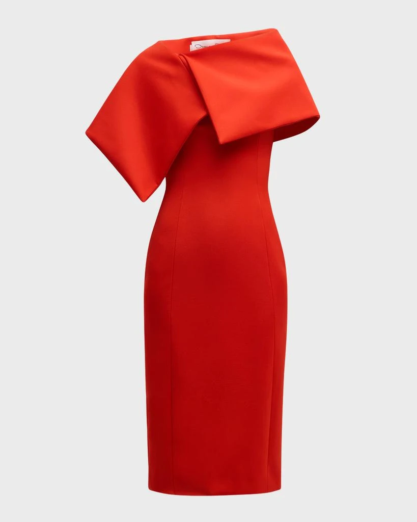 Oscar de la Renta Foldover-Neck Bonded Wool Tailoring Midi Dress 1