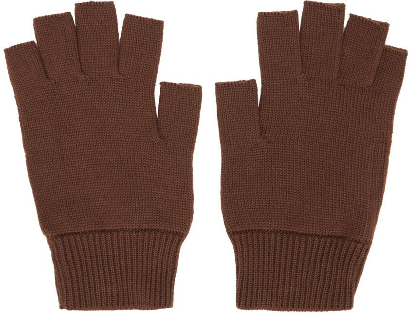 Rick Owens Brown Cashmere Mittens