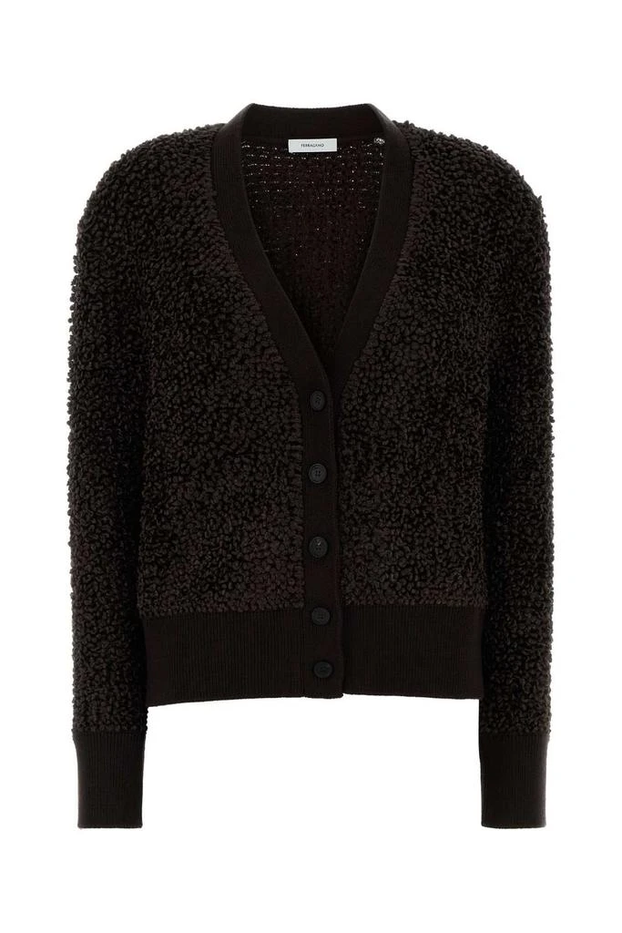 Salvatore Ferragamo Ferragamo V-Neck Boucle Cardigan from Cettire