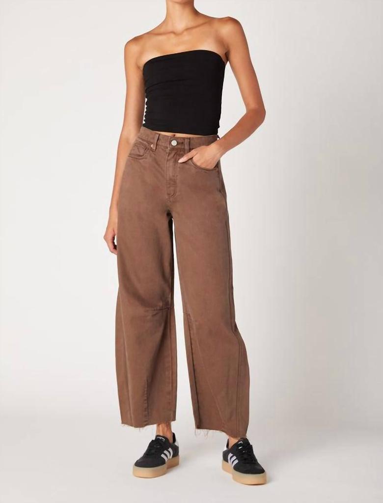 Blank NYC Barrel Leg Garment Dye Jeans In Coffee Bar