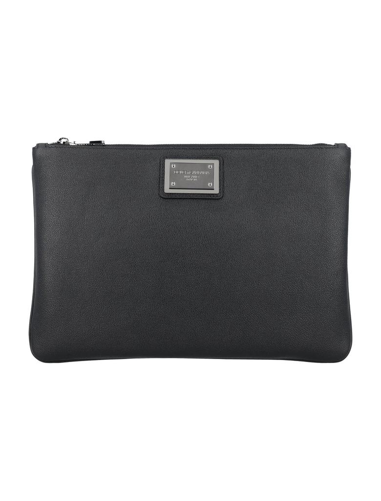 Dolce & Gabbana Dolce & Gabbana Logo Plaque Zip-Up Clutch