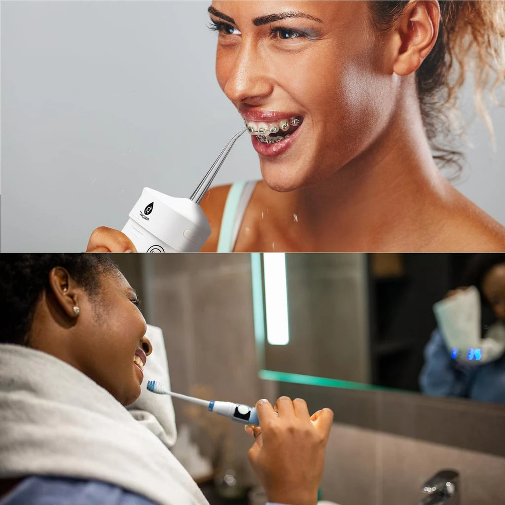 PURSONIC Compact Travel Oral Care Bundle: Portable USB Rechargeable Collapsible Water Flosser and Pursonic Portable Sonic Toothbrush 3