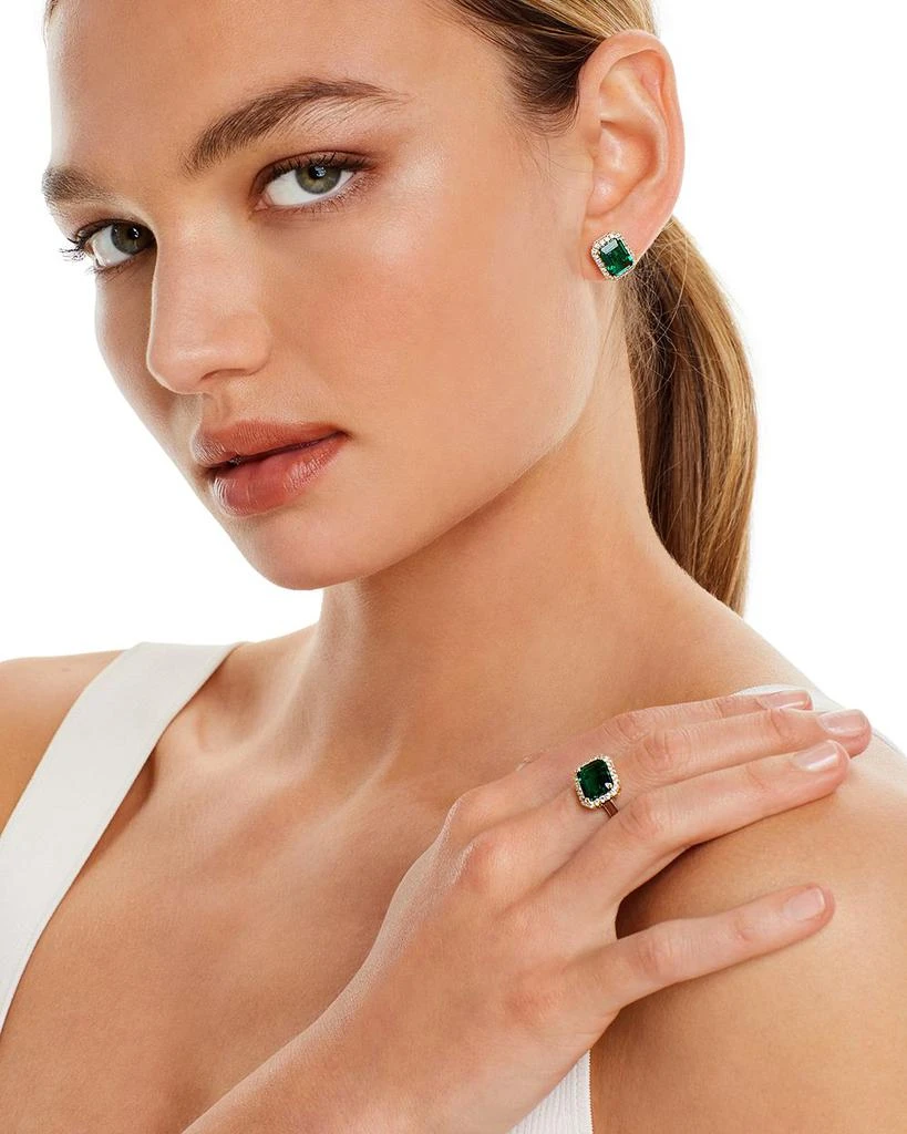 Bloomingdale's Fine Collection Emerald and Diamond Halo Ring in 14K Yellow & White Gold - Exclusive 3