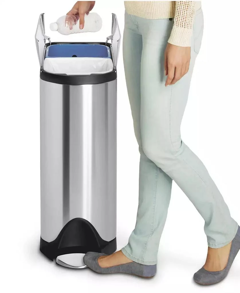 simplehuman 40 Liter Butterfly Lid Recycling Kitchen Trash Can 3