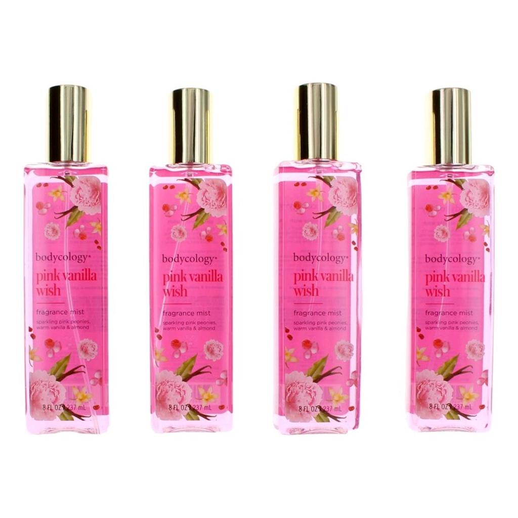 Bodycology Bodycology awbcpvw8fm 8 oz Pink Vanilla Wish Mist Fragrance for Women - Pack of 4