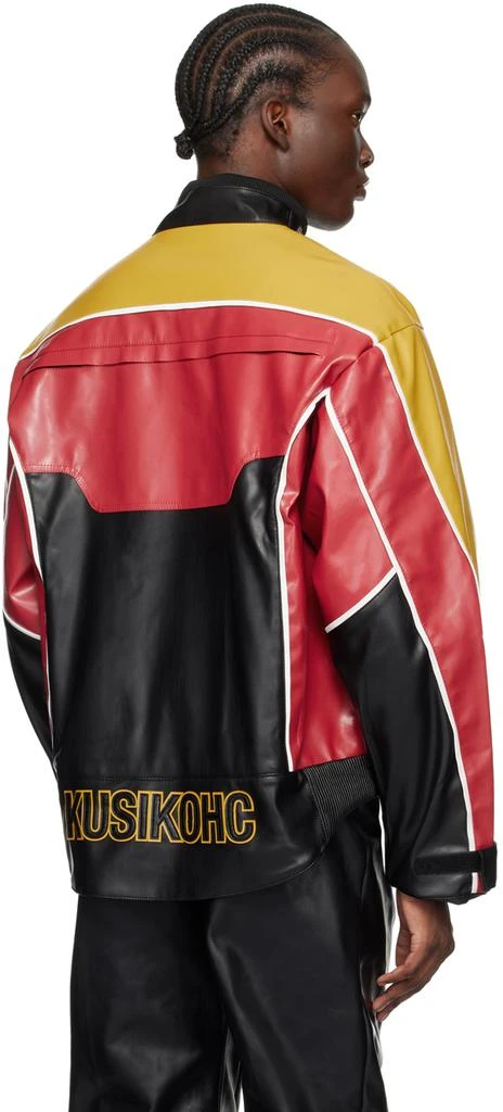 KUSIKOHC Black & Yellow Rider Faux-Leather Jacket 3