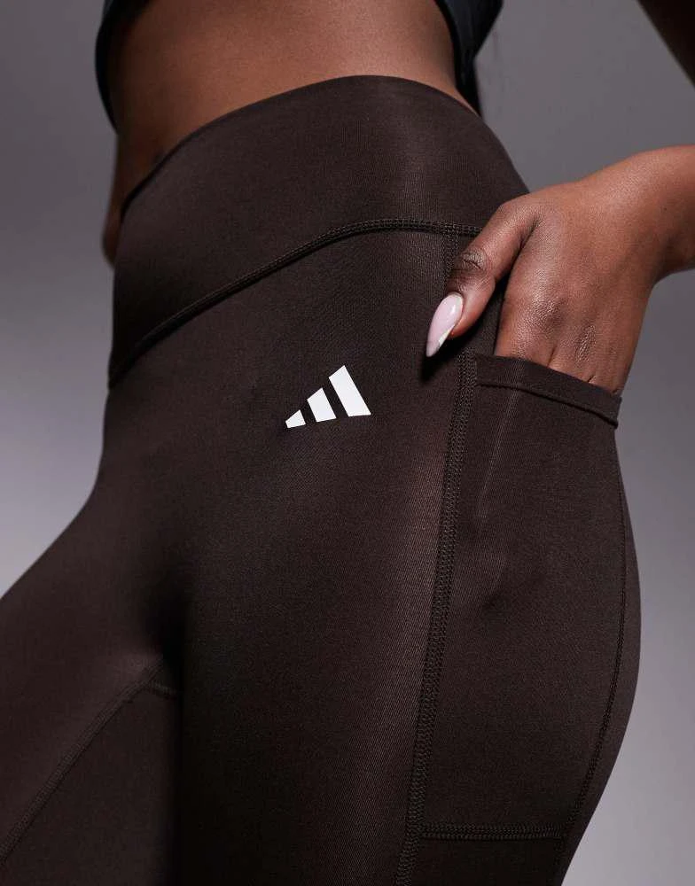 Adidas adidas Training Optime essentials 7/8 leggings in brown 3