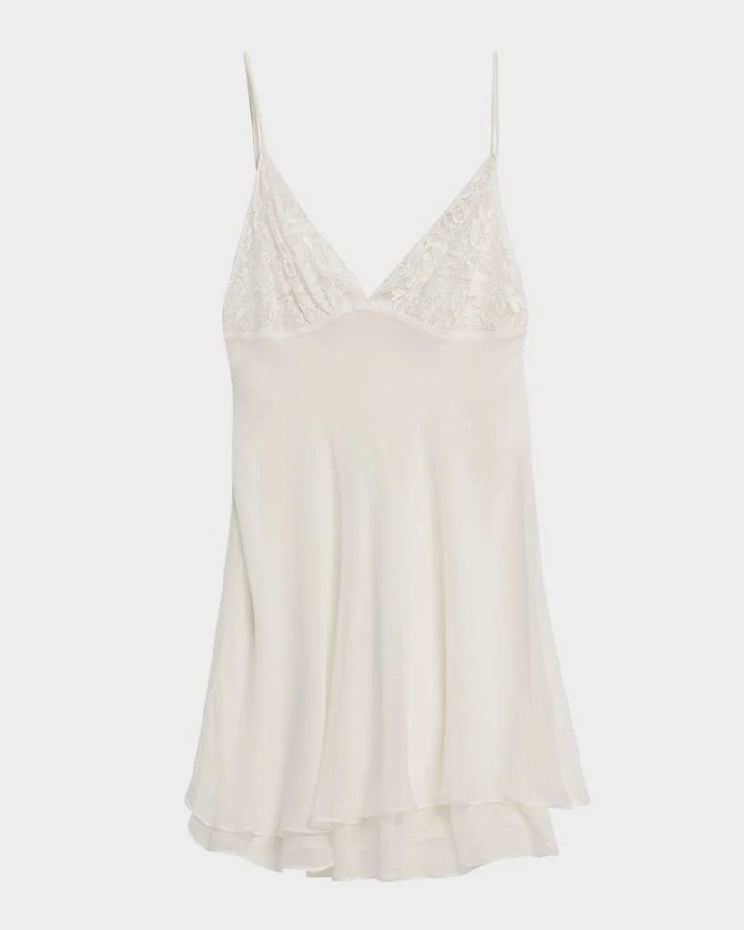 Christine Lingerie Floral Lace & Silk Chiffon Mini Slip Dress 1