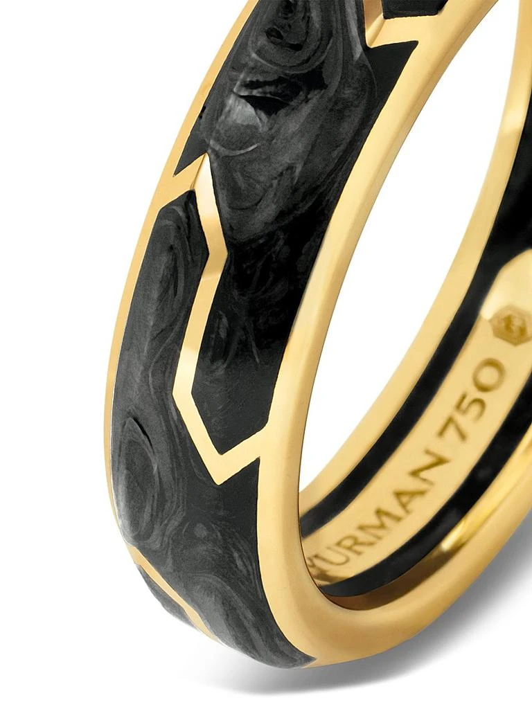 David Yurman Forged Carbon Band Ring with 18K Yellow Gold 7