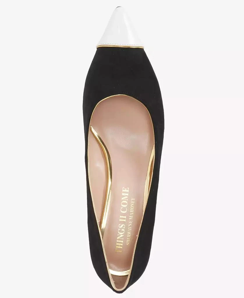 THINGS II COME Women
s Jacey Luxurious Pointed-Toe Kitten Heel Pumps 5