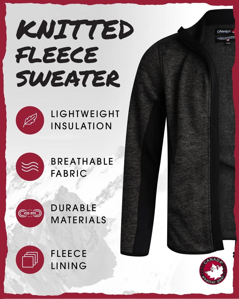 Canada Weather Gear CANADA WEATHER GEAR Men
s Sweater Fleece Jacket - Warm Zip Up Techno Fleece Sweater - Casual Outdoor Jackets for Men (M-XXL) 3