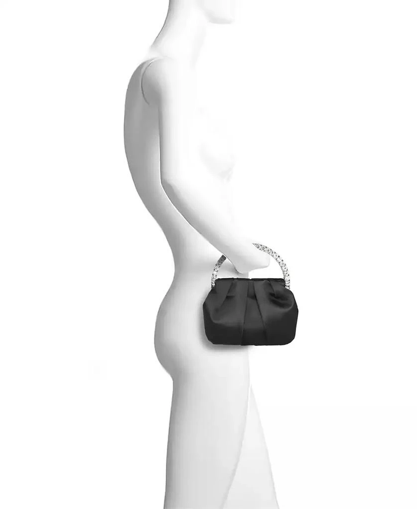 Badgley Mischka Audrey Satin Pouch with Rhinestone Handle Clutch 3