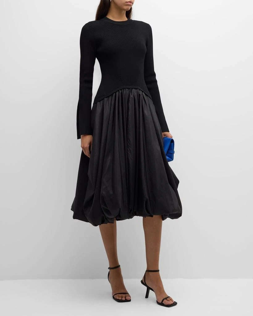SIMKHAI Kenlie Mixed Media Bubble Midi Dress 3