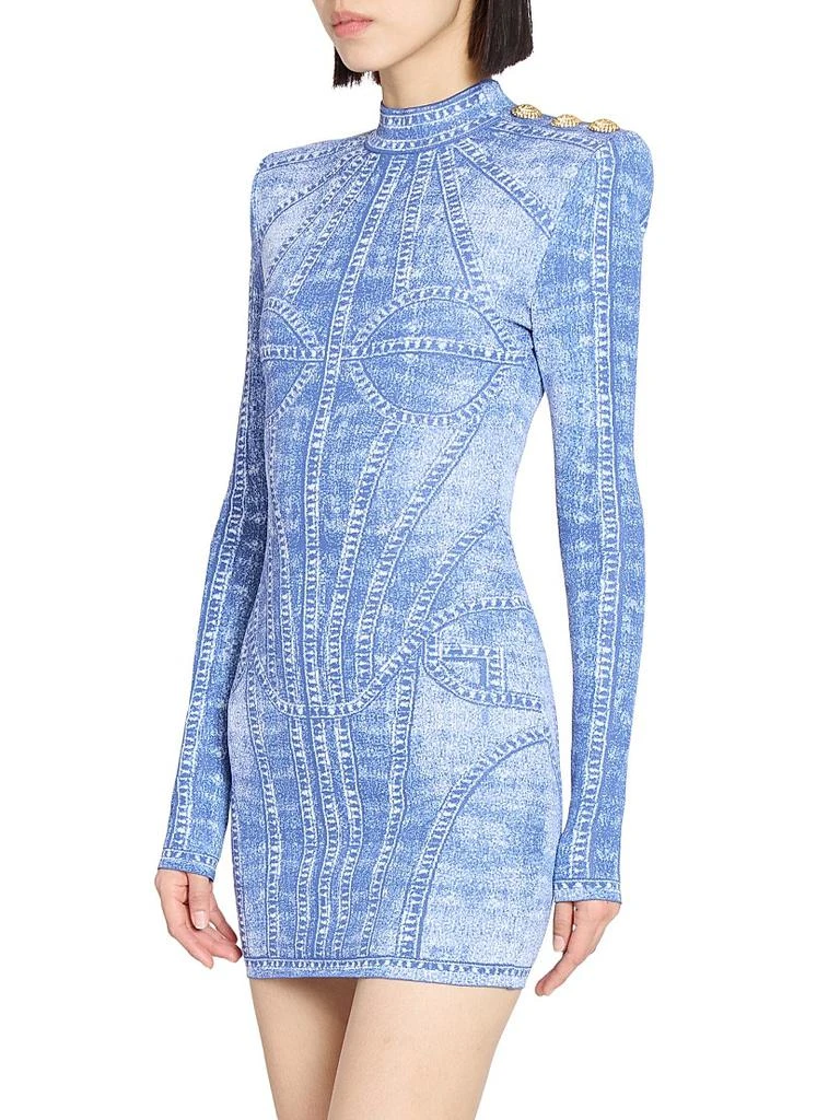 Balmain Denim Trompe L'oeil Long-Sleeve Body-Con Minidress 4