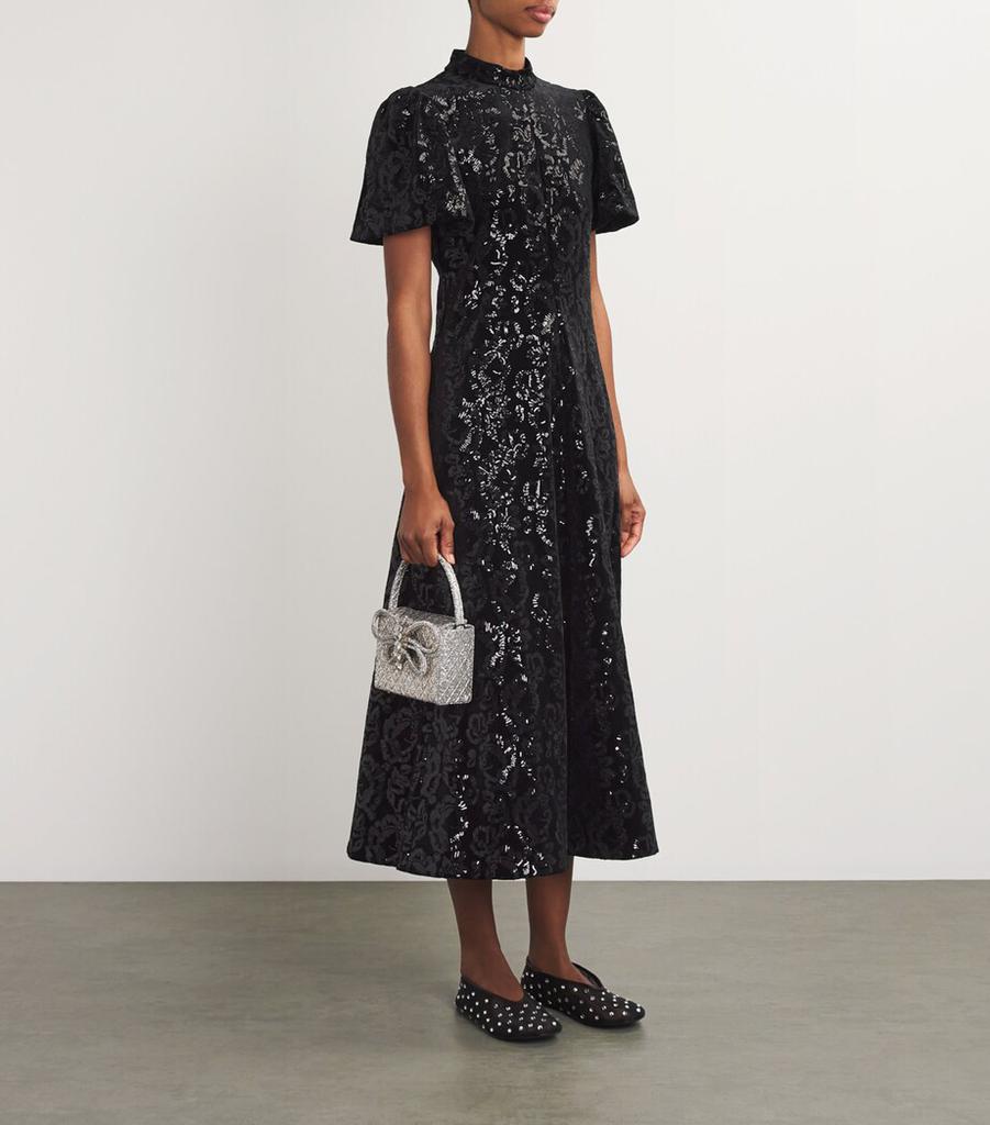 ME+EM Velour Sequinned Midi Dress