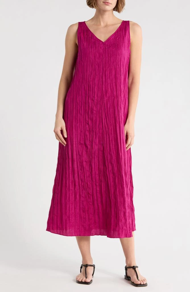 Eileen Fisher Pleated Silk Midi Dress 1