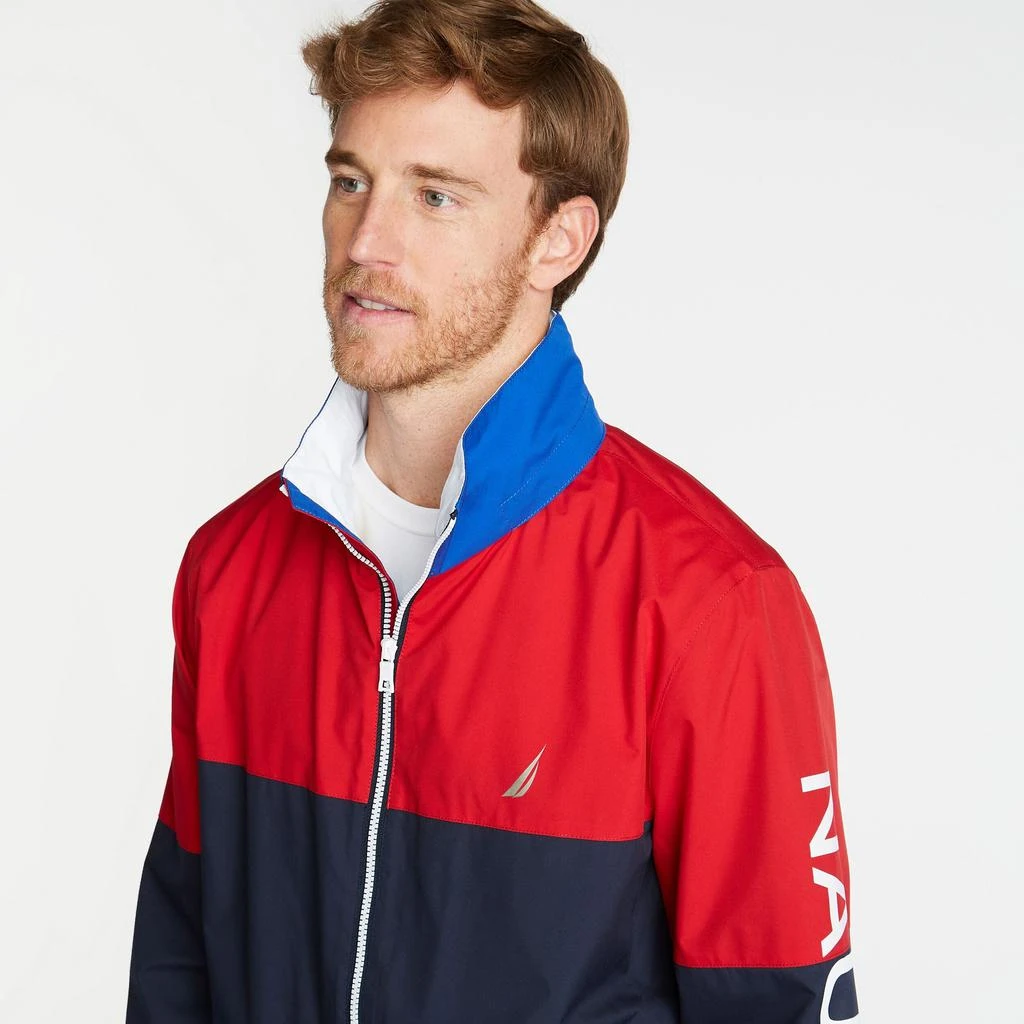 Nautica Mens Big & Tall Lightweight Colorblock Bomber With Concealed Hood 2