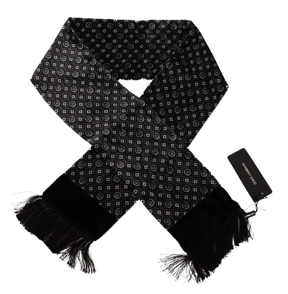 Dolce & Gabbana Dolce & Gabbana Black Geometric Patterned Shawl Wrap Fringe Scarf 3